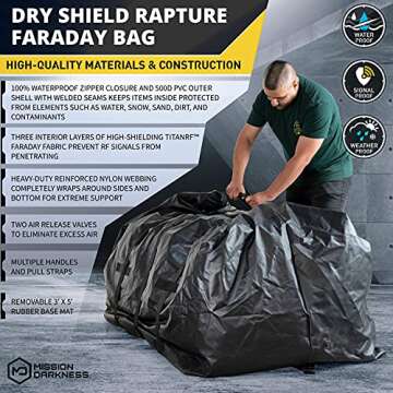 Mission Darkness Dry Shield Rapture Faraday Bag 1,060L Capacity // Durable Waterproof Cover Shields Generators & Extra-Large Electronics from RF Signals EMP CME Solar Flares