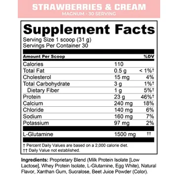 MTN OPS Magnum Strawberry Protein Powder - Zero Sugar, 23g Protein