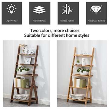 SOBIBO 5-Tier Bamboo Ladder Shelf for Stylish Storage