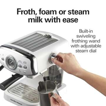 Hamilton Beach Retro Espresso Machine with Milk Frother