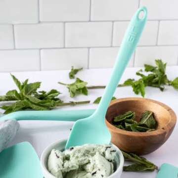 GIR: Get It Right Premium Seamless Spoonula - Non-Stick Heat Resistant Silicone Scraper Spatula - Perfect for Mixing, Serving, Scraping, Stirring, and More - Mini - 8 IN, Mint