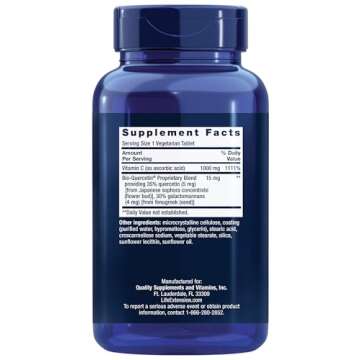Life Extension Vitamin C & Bio-Quercetin Phytosome – Vitamin C Plus Ultra-Absorbable Quercetin for Immune Support – Gluten-Free, Non-GMO, Vegetarian – 250 Vegetarian Tablets