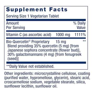 Life Extension Vitamin C & Bio-Quercetin Phytosome – Vitamin C Plus Ultra-Absorbable Quercetin for Immune Support – Gluten-Free, Non-GMO, Vegetarian – 250 Vegetarian Tablets