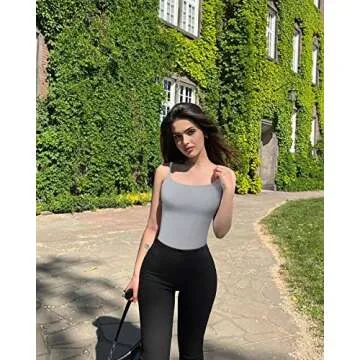 OQQ Women's 3 Piece Bodysuits Sexy Ribbed Sleeveless Adjustable Spaghetti Strips Tops Leotard 2025 Summer Black Grey Beige