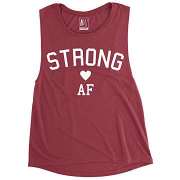 NoBull Woman Apparel Strong AF Women's Muscle Tank Top Burgundy (Small)