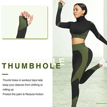 JOYMODE Two Piece Women Workout Sets longsleeve Gym Outfits Crop Top Tummy Control High Waist Leggings Set