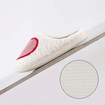 QQGB Women's Men's Cute Fuzzy Heart Slippers Memory Foam Fluffy Valentines Day Slippers Cozy House Slippers Indoor Outdoor Shoes Pink-39-40