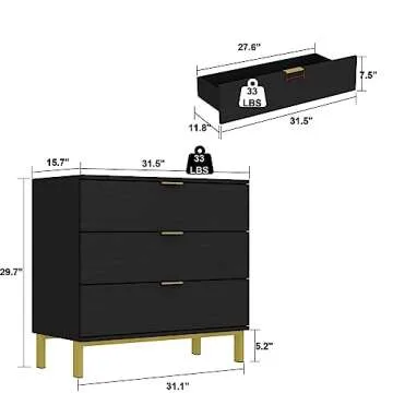 DiDuGo Black Gold Nightstands Set - Stylish and Oversized
