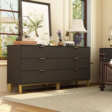 DiDuGo Black Gold Nightstands Set - Stylish and Oversized