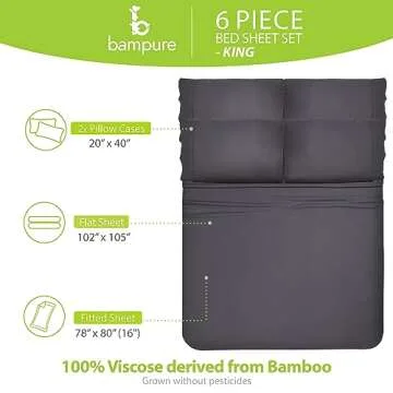 BAMPURE Luxury Bamboo King Sheet Set - Cooling & Comfortable