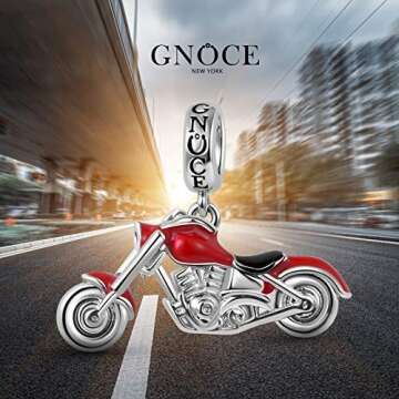 GNOCE Motorcycle Pendant Charm - Sterling Silver Jewelry