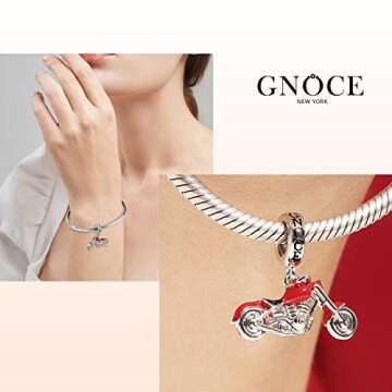 GNOCE Motorcycle Pendant Charm - Sterling Silver Jewelry