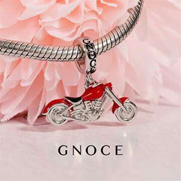 GNOCE Motorcycle Pendant Charm - Sterling Silver Jewelry