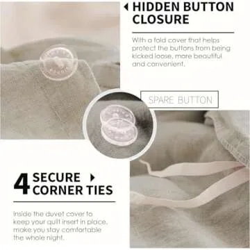 Simple&Opulence 100% Linen Duvet Cover Set, 3 PCS Natural French Flax Linen Duvet Cover King Size, Breathable Soft Comfy Linen Bedding Comforter Cover with 2 Pillowcases(Linen, 104"x92")