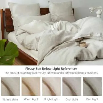 Simple&Opulence 100% Linen Duvet Cover Set, 3 PCS Natural French Flax Linen Duvet Cover King Size, Breathable Soft Comfy Linen Bedding Comforter Cover with 2 Pillowcases(Linen, 104"x92")