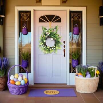 Seasons Easter Bunny Wreath 16" with Floral Details
