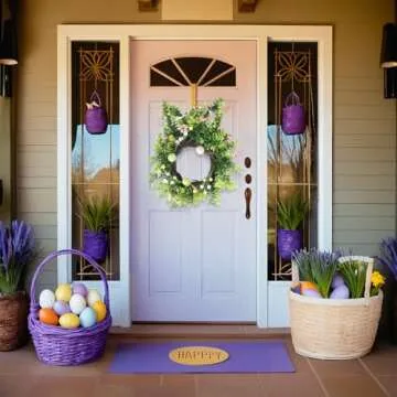 Seasons Easter Bunny Wreath 16" with Floral Details