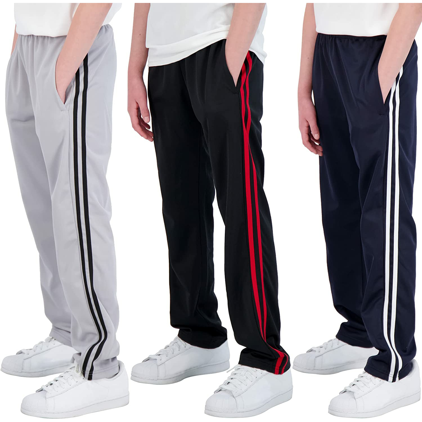 Boys' Fleece-Lined Sweatpants 3 Pack - Real Essentials