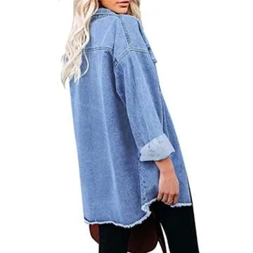 Chouyatou Women's Oversized Denim Shacket - Ultimate Stylish Comfort