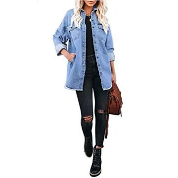 Chouyatou Women's Oversized Denim Shacket Stylish and Comfortable