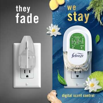 Febreze Plug In Air Freshener, Odor-Fighting Scented Oil Refill, Air Fresheners for Home and Bathroom and Kitchen, Long Lasting for Strong Odors, Ocean Scent, 0.87oz Refills, 3 Count