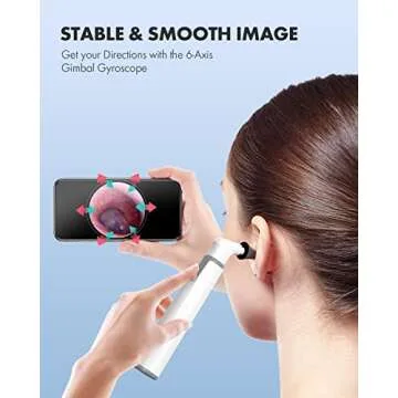 Wireless Otoscope Ear Camera with Dual View, 3.9mm 720PHD WiFi Ear Scope with 6 LED Lights for Kids and Adults, Compatible with Android and iPhone