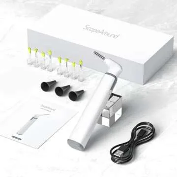 Wireless Otoscope Ear Camera with Dual View, 3.9mm 720PHD WiFi Ear Scope with 6 LED Lights for Kids and Adults, Compatible with Android and iPhone