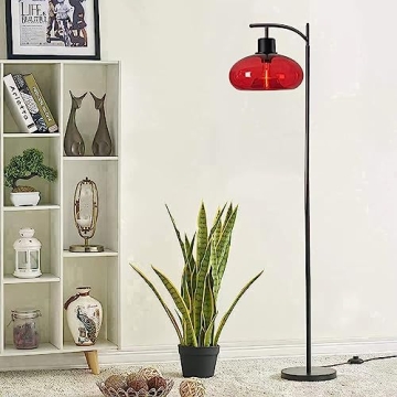 DANGGEOI Industrial Floor Lamp with Handblown Glass Shade