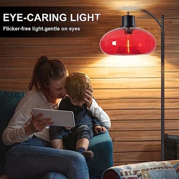 DANGGEOI Industrial Floor Lamp with Handblown Glass Shade