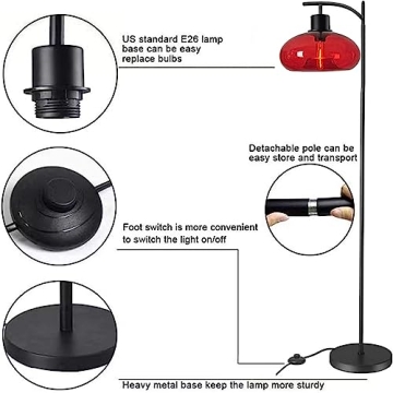 DANGGEOI Industrial Floor Lamp with Handblown Glass Shade