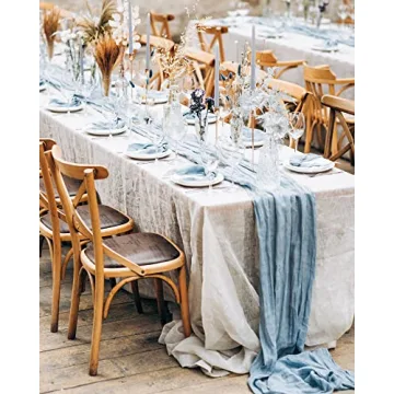Maliton Dusty Blue Table Runner Set for Special Events