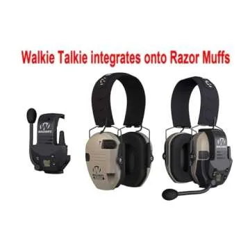 Walkers Razor Digital Ear Muffs (2-Pack) Bundle with Walkie Talkie Attachment (2-Pack), Glasses (2-Pack) and Cloth (2-Pack) (8 Items)