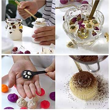 WEKTUNAA 8-Pack Cat Paw Spoon Stainless Steel Teaspoons, Sugar, Coffee, Cake, Dessert, Ice Cream Spoon Stirring Spoon, 5.9 inch