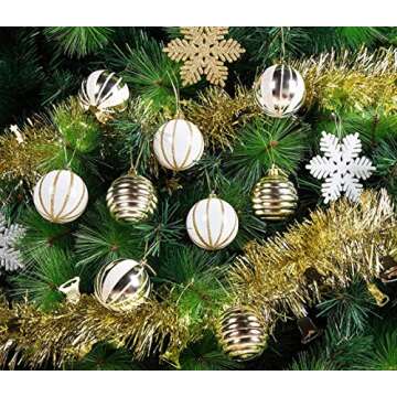 ARCCI Gold Christmas Tinsel Garland Holiday Decoration, 20 ft Classic Thick Colorful Reflections Shiny Sparkly Soft Party Hanging Tinsel, Xmas Tree Ceiling Ornaments Decorations, 3.5 inch Wide