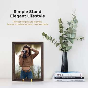 TR-LIFE Plate Stands for Display - 6 Inch Plate Holder Display Stand + Metal Frame Holder Stand for Picture, Decorative Plate, Photo Easel, Tabletop Art (Gold 2 Pack)