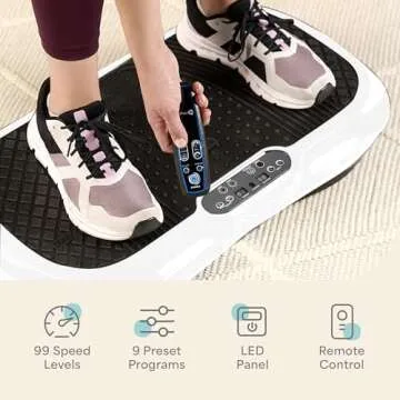 LifePro Vibration Plate Exercise Machine - Whole Body Workout Vibration Fitness Platform w/ Loop Bands - Home Training Equipment for Weight Loss & Toning - Remote, Balance Straps, Videos & Manual