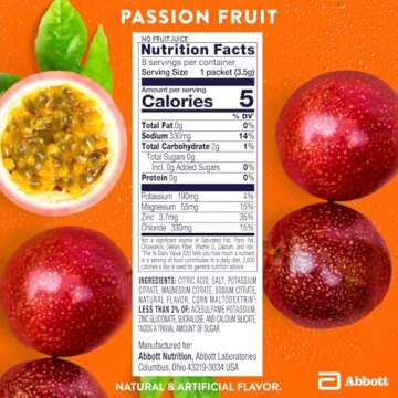 Pedialyte Zero Sugar Electrolyte Drink Mix Passion Fruit 8 Pack