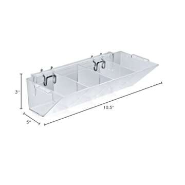 Azar Displays 223011-2pack 4-Compartment Pegboard/Slatwall Tray (Pack of 2)