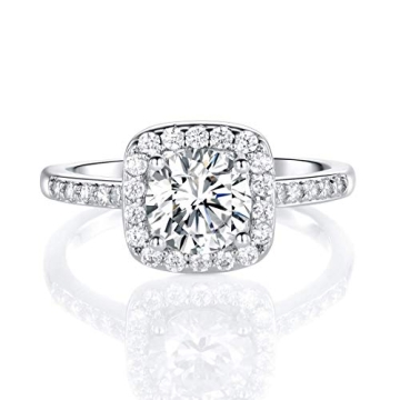 Stunning 18K White Gold Plated Cubic Zirconia Halo Promise Ring for Women