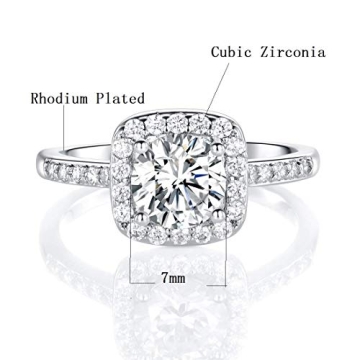 18K White Gold Plated Cubic Zirconia Halo Promise Ring