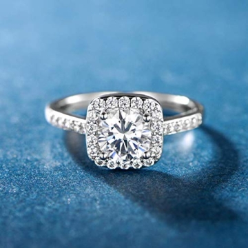18K White Gold Plated Cubic Zirconia Halo Promise Ring