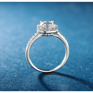 18K White Gold Plated Cubic Zirconia Halo Promise Ring