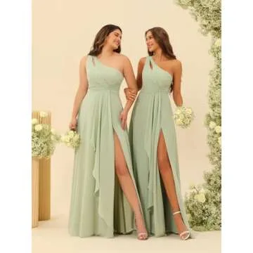 Elegant One Shoulder Bridesmaid Dress with Pockets
