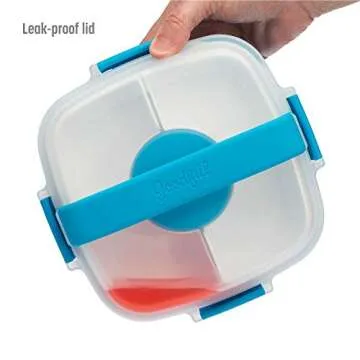 Goodful Stackable Lunch Box Container, Bento Style Food Storage with Removeable Compartments for Sandwich, Snacks, Toppings & Dressing, Leak-Proof and Made without BPA, 56-Ounce, Blue