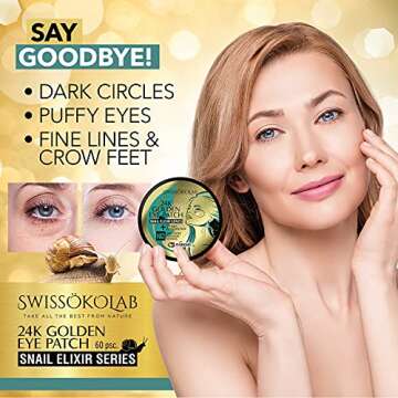 SWISSÖKOLAB Under Eye Patches For Puffy Eyes 24k Gold Eye Mask Dark Circles And Puffiness Collagen ...