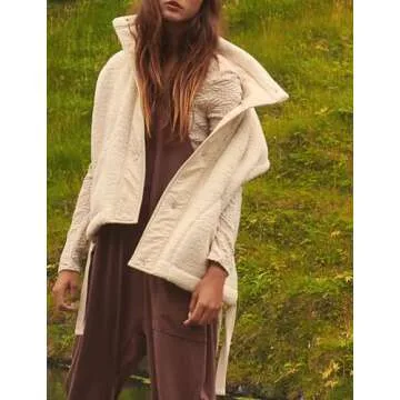 Ugerlov Women's Fleece Vest Casual Sleeveless Sherpa Jacket Oversized Button Down Vests Outerwear with Pockets,Apricot S