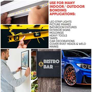 Double Sided Tape, Heavy Duty Mounting Tape, 0.25" Width x 15FT Length, Waterproof Foam Tape, for LED Strip Lights, Home Decor, Office Décor, (1/4 in x 15 FT)