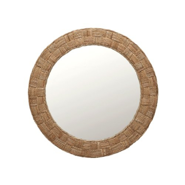 KOUBOO Round Rope Wall Mirror, Chequered, Beige/Natural