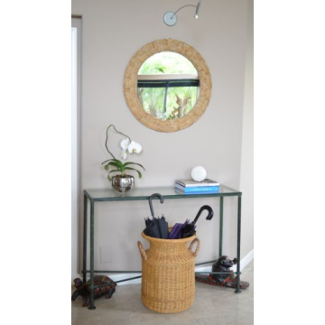 KOUBOO Round Rope Wall Mirror, Chequered, Beige/Natural