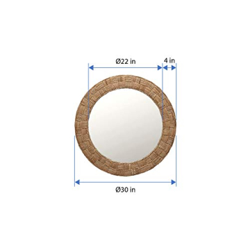 KOUBOO Round Rope Wall Mirror, Chequered, Beige/Natural